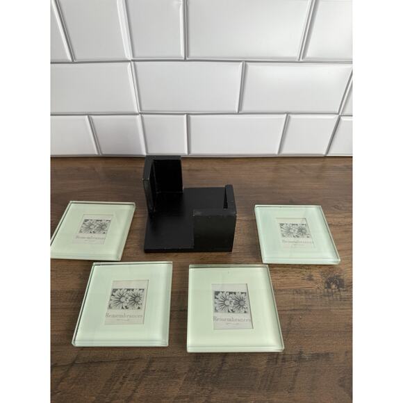 Photo Glass Coaster Set w/ Inserts & Holder set of 4 - Picture 2 of 9